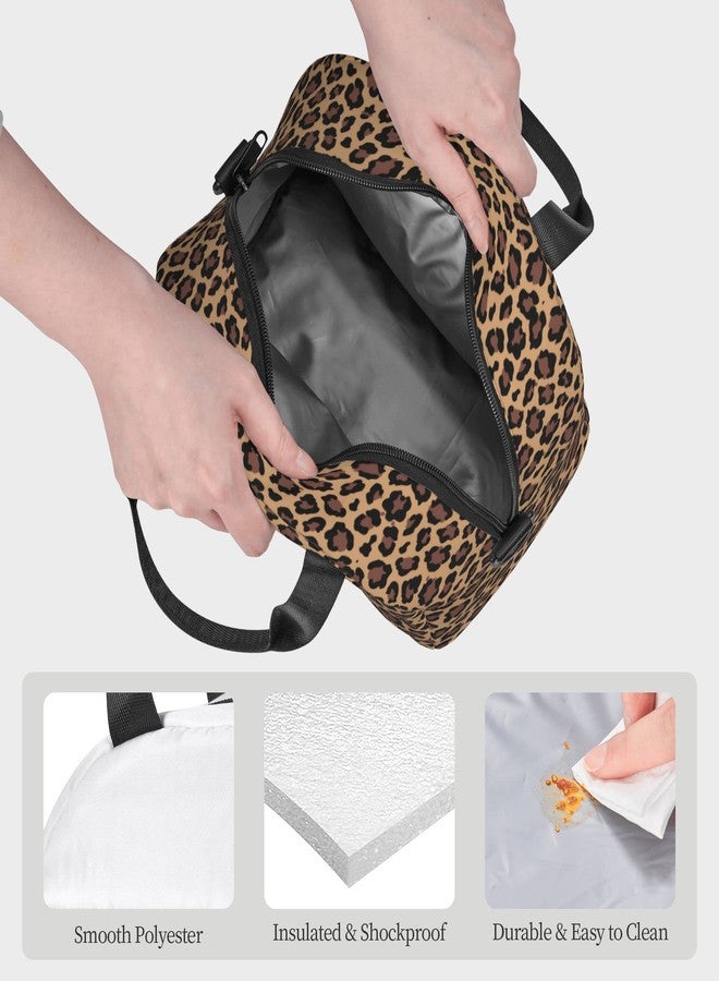 ARESD Leopard Print Lunch Bag, Reusable Leopard Cheetah Lunch Box for Boys Girls, Insulated Cooler Bag Lunch Tote Bag with Shoulder Strap for School Office Picnic Travel - Image 4